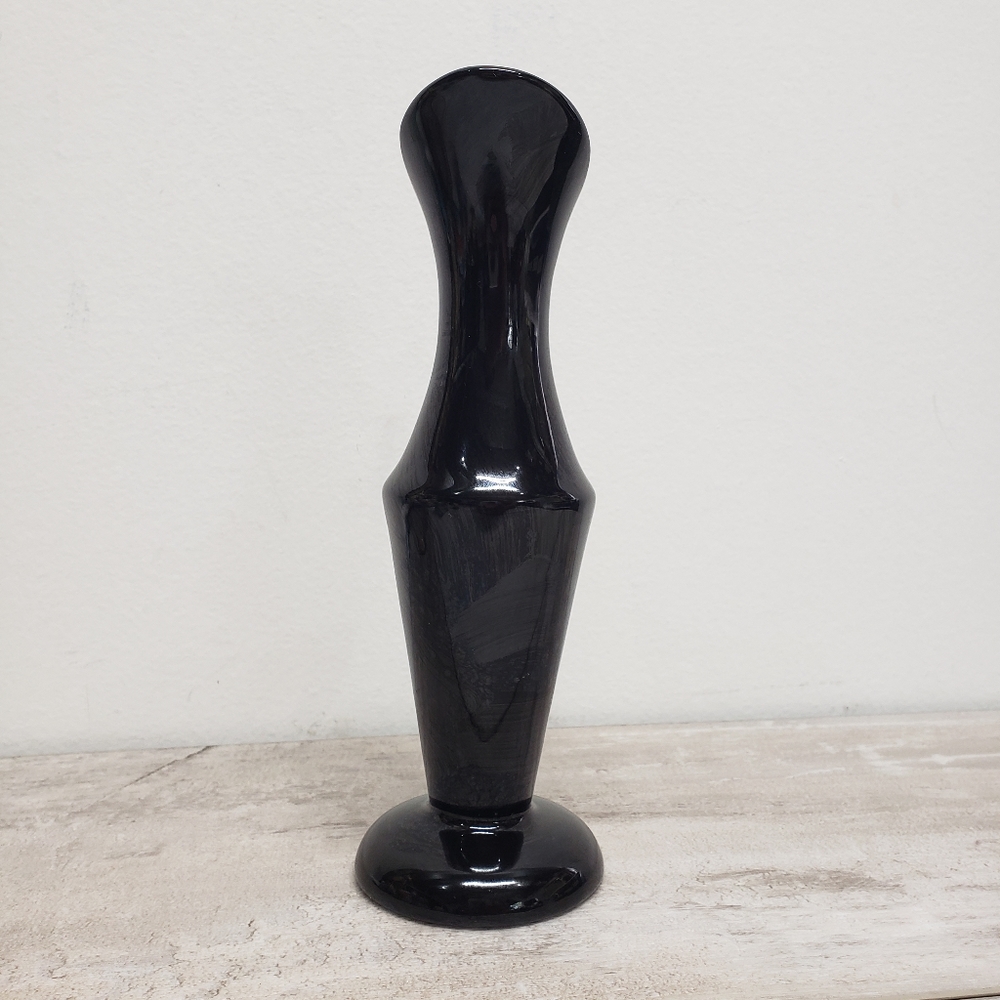 Vintage Black Ceramic Sculptural`Vase 8" Signed Artist Piece Mid Century Modern - Picture 3 of 7